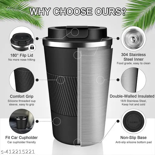 Coffee Mug Stainless Steel Vacuum Insulated with LED Display 510ML Double Walled Travel Mug