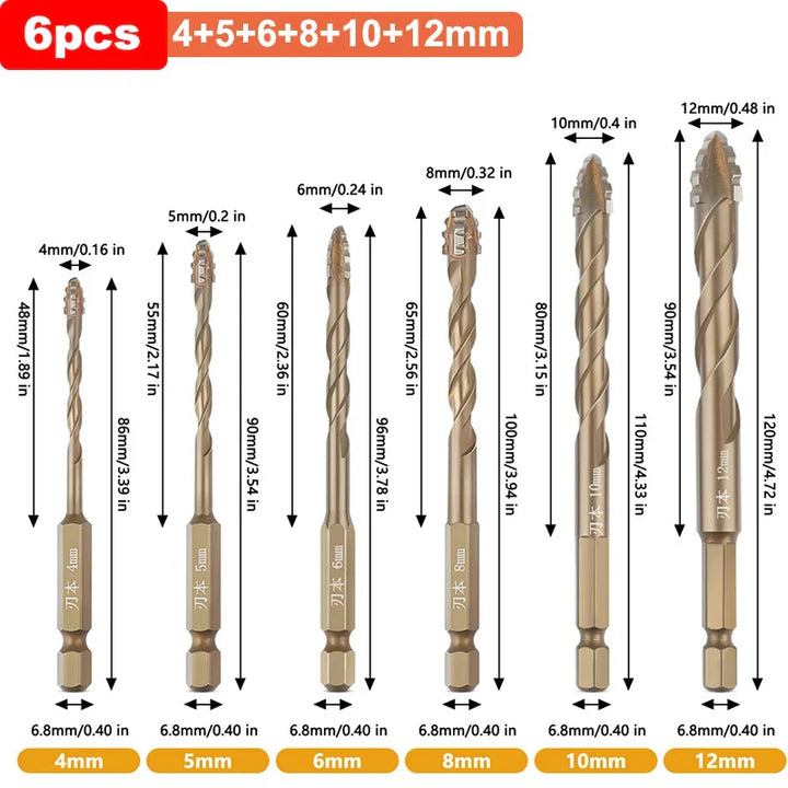 Professional Masonry Drill Bit Set | Titanium-Coated Multi-Surface Kit