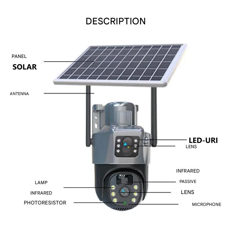 Solar Security Camera | 4K Wireless with Dual Lens and 360° Rotation