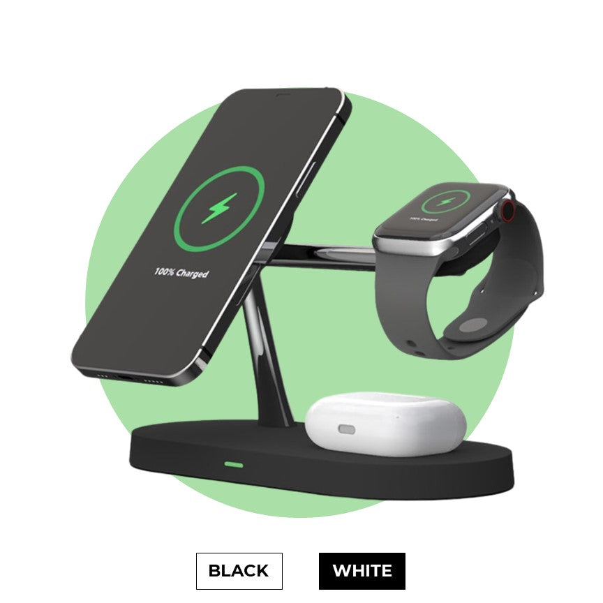 Wireless Charging Station | 4-in-1 Multi-Device Dock with LED Light