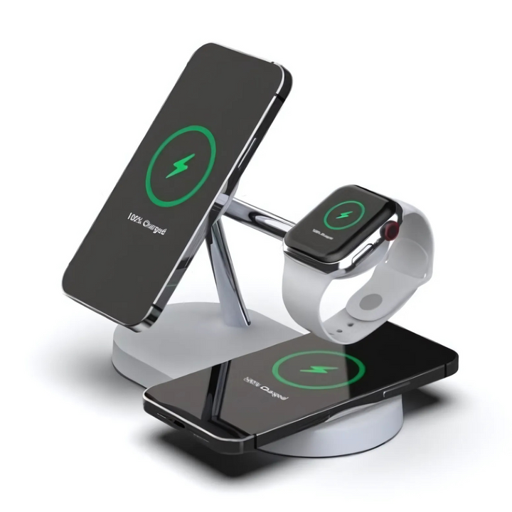 Wireless Charging Station | 4-in-1 Multi-Device Dock with LED Light